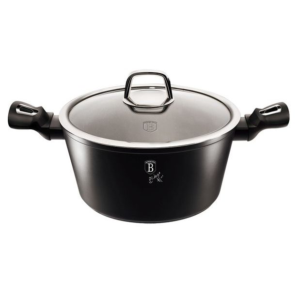 BERLINGERHAUS Kastrol s poklicí s mramorovým povrchem 24 cm Black Silver Collection BH-1852