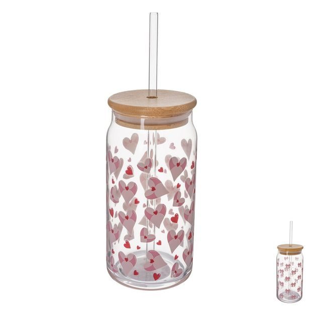 Sklenice s víčkem a brčkem 0,5 l 1 ks