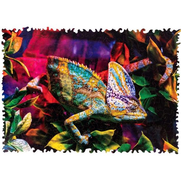 DŘEVĚNÉ BAREVNÉ PUZZLE - Úžasný chameleon