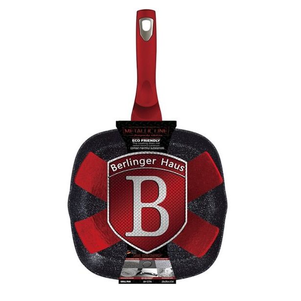 BERLINGERHAUS Pánev grilovací s mramorovým povrchem 28 cm Burgundy Metallic Line BH-1271