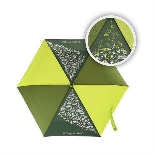 Dětský skládací deštník s magickým efektem, limetkový