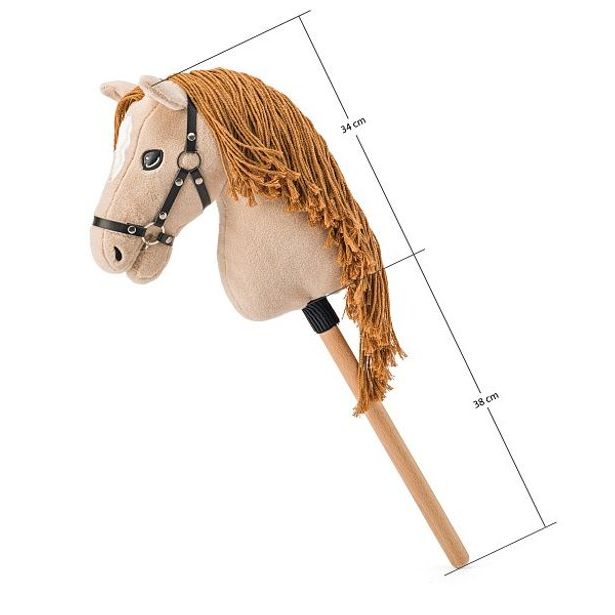 FAUNICA Hobby horse Gracia, béžová klisna na tyči, provázková hříva