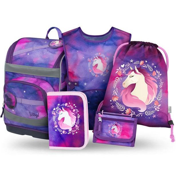 BAAGL SET 5 Zippy Plus Kůň: aktovka, penál, sáček, zástěra, peněženka