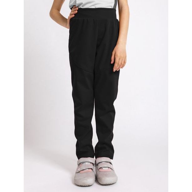 Unuo, Dětské softshellové kalhoty bez zateplení pružné Sporty, Černá