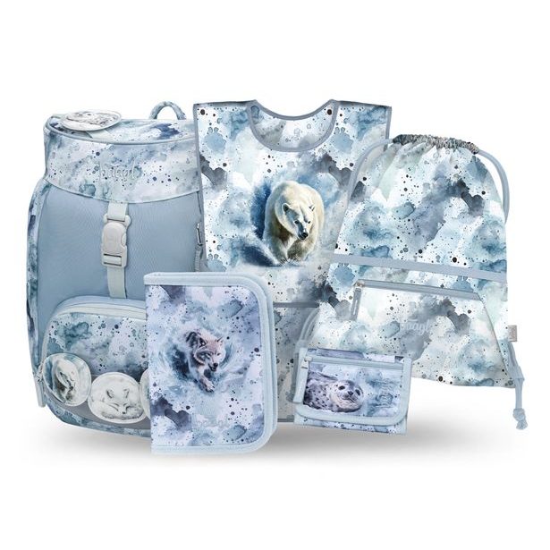 BAAGL SET 5 Airy Polar: batoh, penál, sáček, zástěra, peněženka GRS