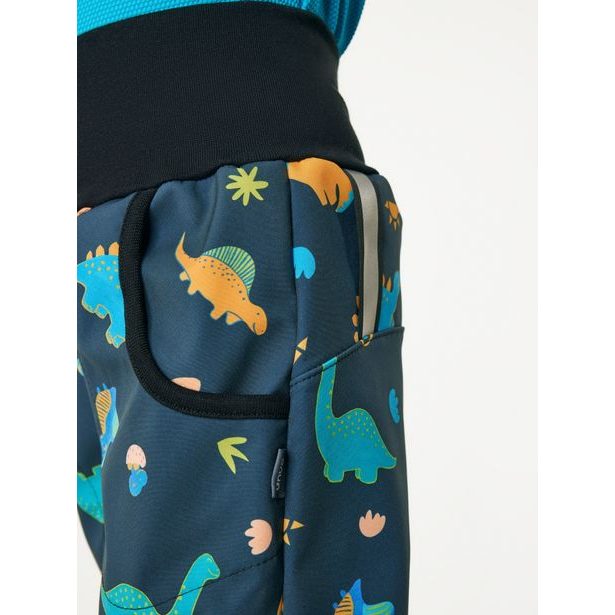 Unuo Dětské softshellové kalhoty s fleecem Basic, Dinosauři
