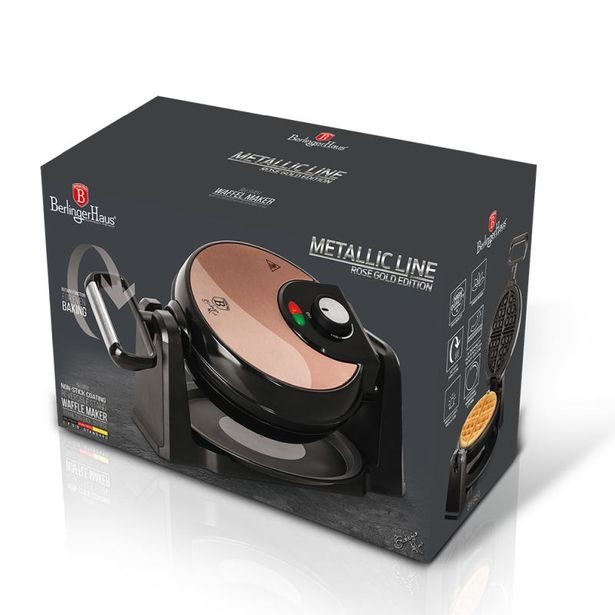 BERLINGERHAUS Otočný vaflovač na 4 vafle se stojanem Rosegold Metallic Line BH-9451