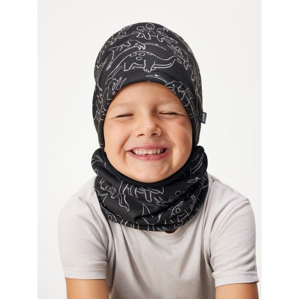 Dětská čepice fleecová Basic, Černá, Dino
