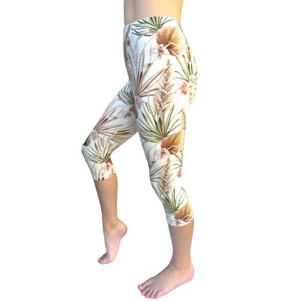 3/4 Legíny Lily Grey - Palmové listy