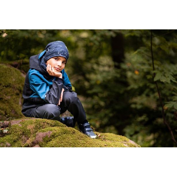 Unuo, Dětská softshellová bunda s fleecem Street, Černá, Kobaltová