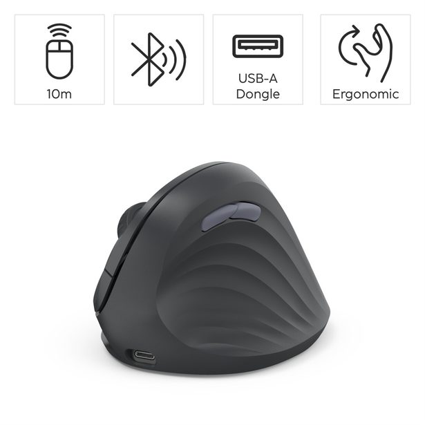 Hama vertikální ergonomická bezdrátová myš EWM-600R, pro praváky, nabíjecí, Multi Device