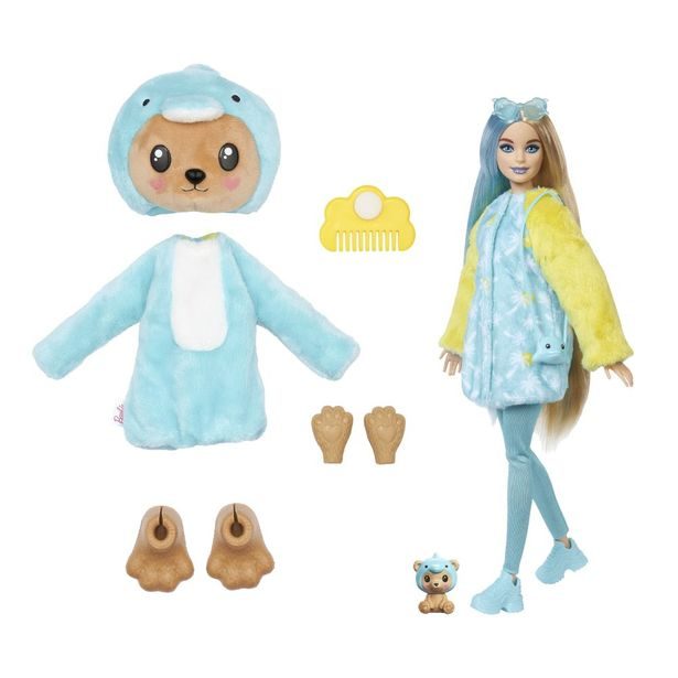 BRB CUTIE REVEAL BARBIE V KOSTÝMU - MEDVÍDEK V MODRÉM KOSTÝMU DELFÍNA