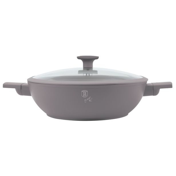 BERLINGERHAUS Pánev WOK s titanovým povrchem a poklicí 30 cm Taupe Collection BH-8095