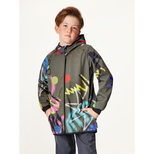Unuo, Dětská softshellová bunda s fleecem Basic, Khaki, Fantazie