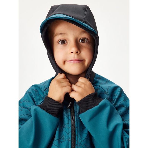 Unuo, Dětská softshellová bunda s fleecem Street, Kobaltová, Hory kluk