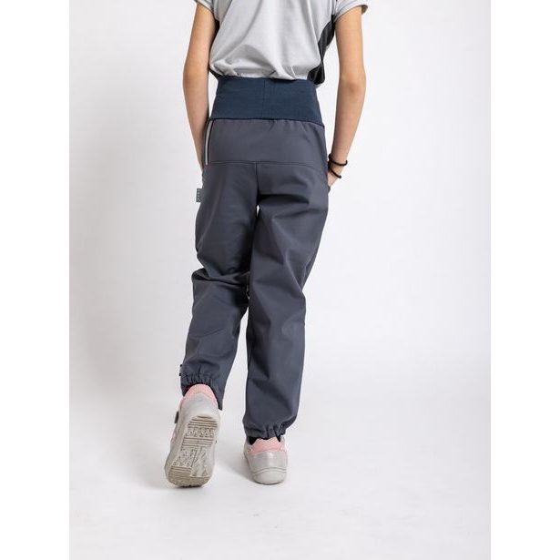 unuo softshellové kalhoty bez zateplení Antracitové + reflexní obrázek Evžen (Softshell kids trousers)