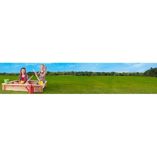 Pískoviště dřevěné - čtvercové, natur, se sítí, 120x120cm