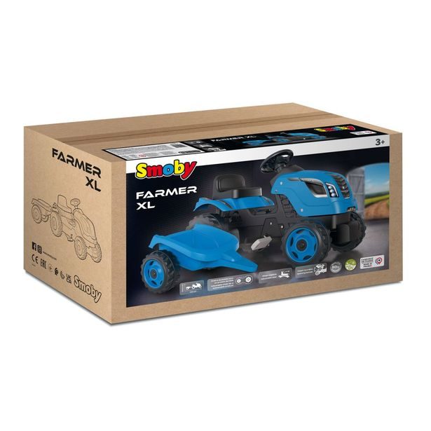 Šlapací trakor Farmer XL modrý s vozíkem