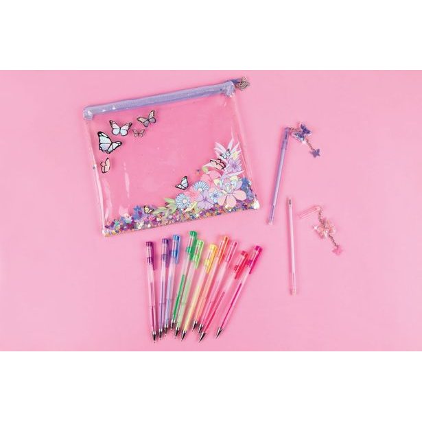 Třytivé gelové pera, 12ks - Butterfly