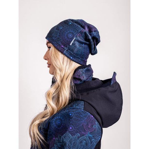 Unuo, Dámská čepice fleecová spadená, Temná mandala