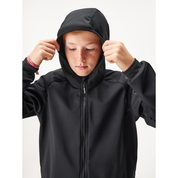 Unuo, Dětská softshellová bunda s fleecem pružná Basic, Černá