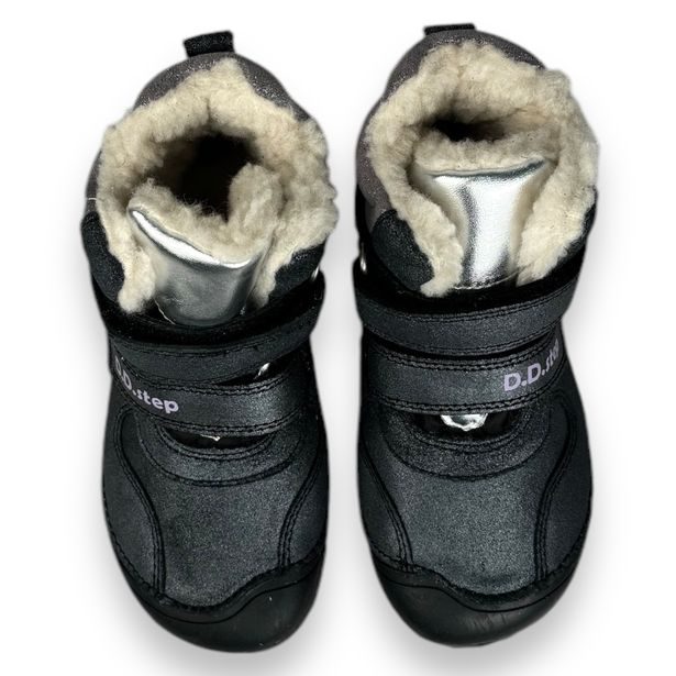 DDstep dětské zimní barefoot boty - Třpytivé černé