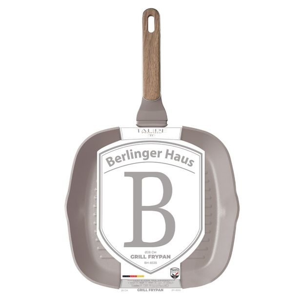 BERLINGERHAUS Grilovací pánev s titanovým povrchem 28 cm Taupe Nordic Collection BH-8335