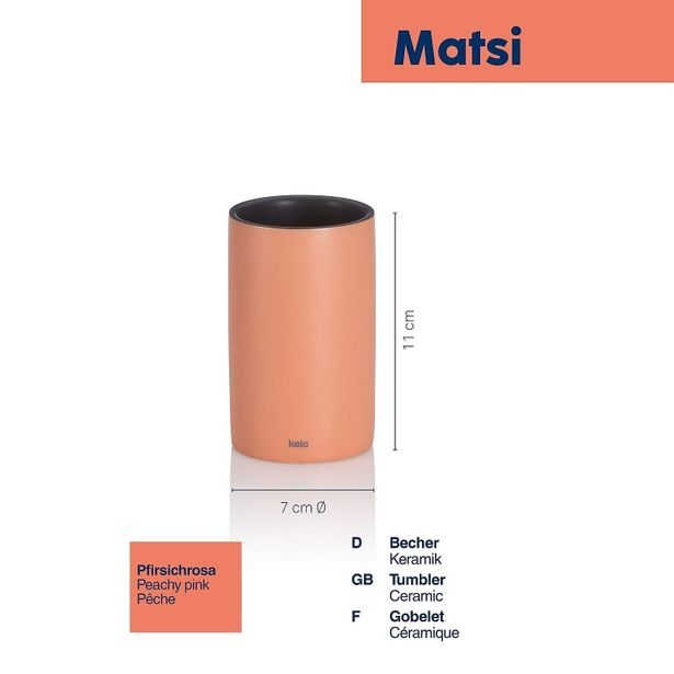 KELA Pohár Matsi keramika broskvově růžová 11 cm KL-24086