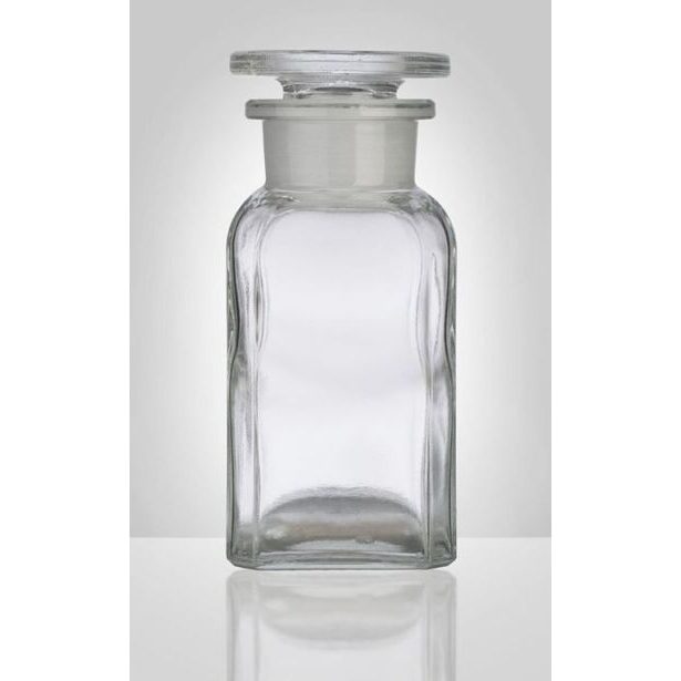 dóza-prachovnice 100ml-čtv.čirá, zabr.víko, sklo