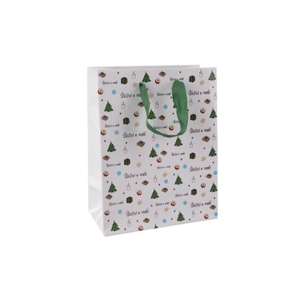 Dárková taška Šťastné a veselé 18x10x23 cm