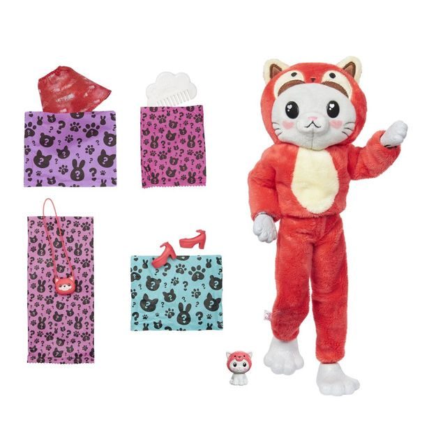 BRB CUTIE REVEAL BARBIE V KOSTÝMU - KOTĚ V ČERVENÉM KOSTÝMU PANDY
