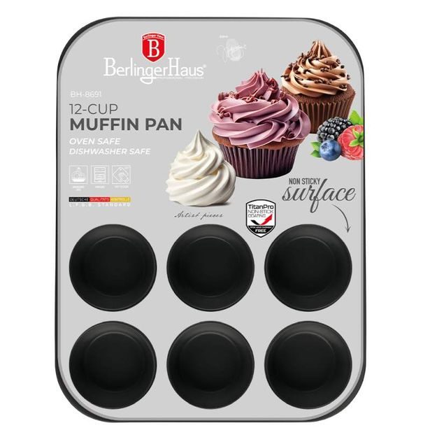 BERLINGERHAUS Forma na muffiny s nepřilnavým povrchem 12 ks Antracit Collection BH-8691