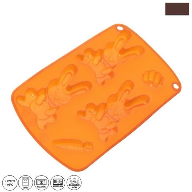 forma zajíc-silikon 21x13,5x1,5cm, oranž