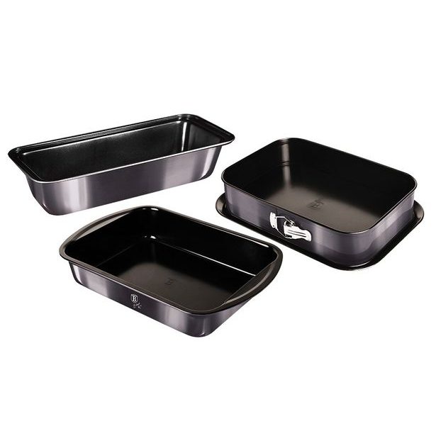 BERLINGERHAUS Plech a formy na pečení s titanovým povrchem sada 3 ks Carbon PRO Line BH-7634