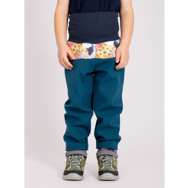 Unuo, Batolecí softshellové kalhoty s fleecem Basic, Kobaltová, Veselé kopečky
