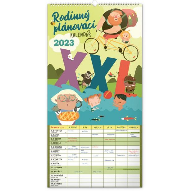 Nástěnný kalendář Rodinný plánovací XXL 2023, 33 × 64 cm Baagl