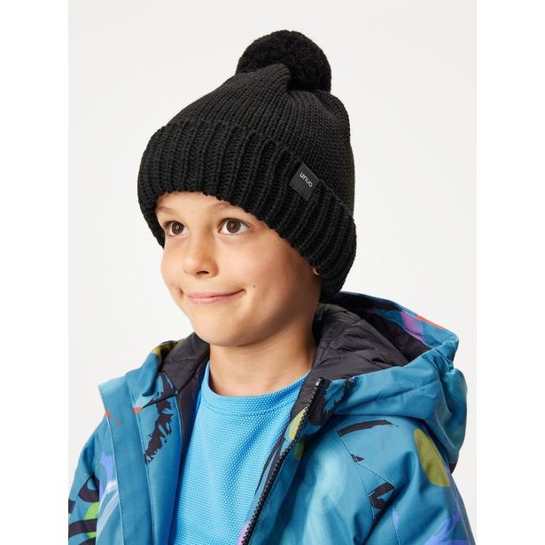 Unuo Dětská čepice pletená Bobble, Černá