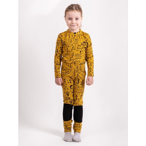 Unuo, Dětské merino triko s dlouhým rukávem Nature, Hořčicová, Město