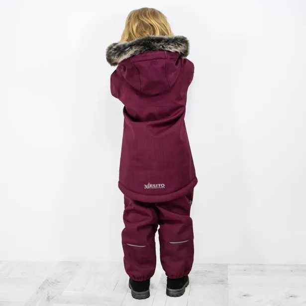 ESITO Dívčí zimní softshellový kabát s beránkem Fuchsie - fuchsie / 86