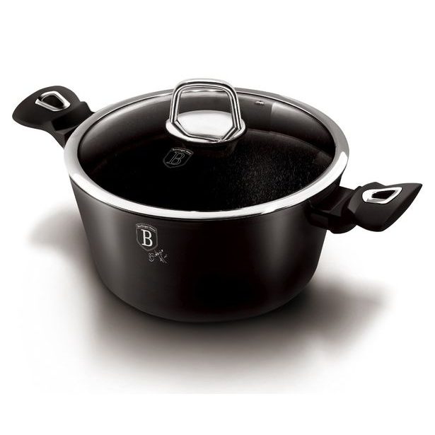 BERLINGERHAUS Kastrol s poklicí s mramorovým povrchem 24 cm Black Silver Collection BH-1852