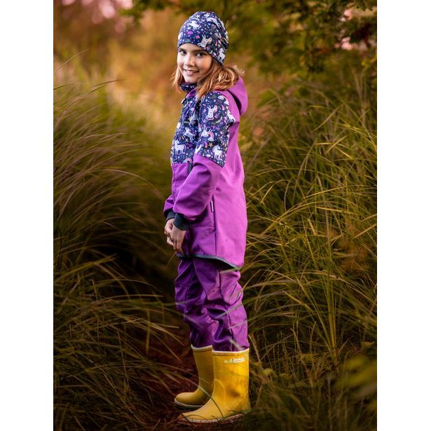 Unuo, Softshellové kalhoty s fleecem, Ostružinová, Jednorožci