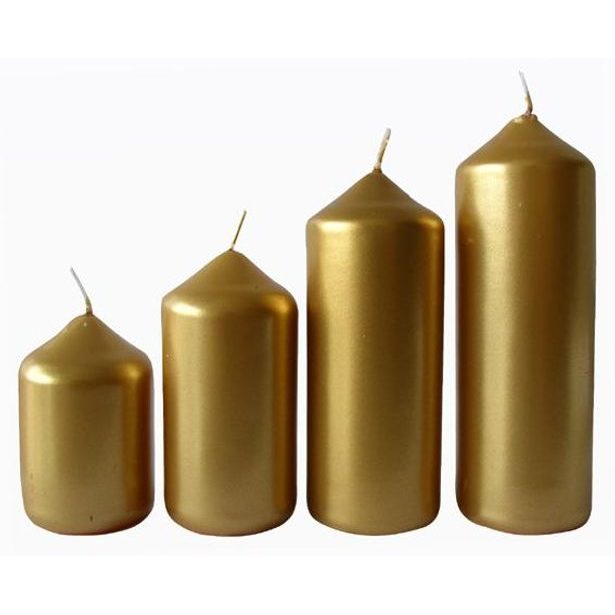 Provence Svíčka adventní zlatá 4 velikosti, průměr 4 cm_hamashop
