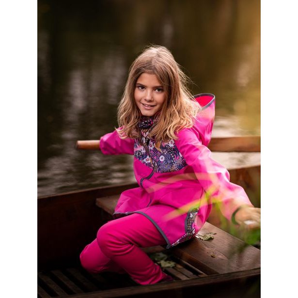 Unuo, Dětské softshellové kalhoty bez zateplení pružné Sporty, Fuchsiová