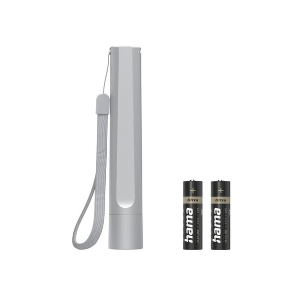 Hama FL120, LED svítilna, hliníková, 120 lm / 50 m, 3 režimy svícení, poutko na ruku, vč. baterií