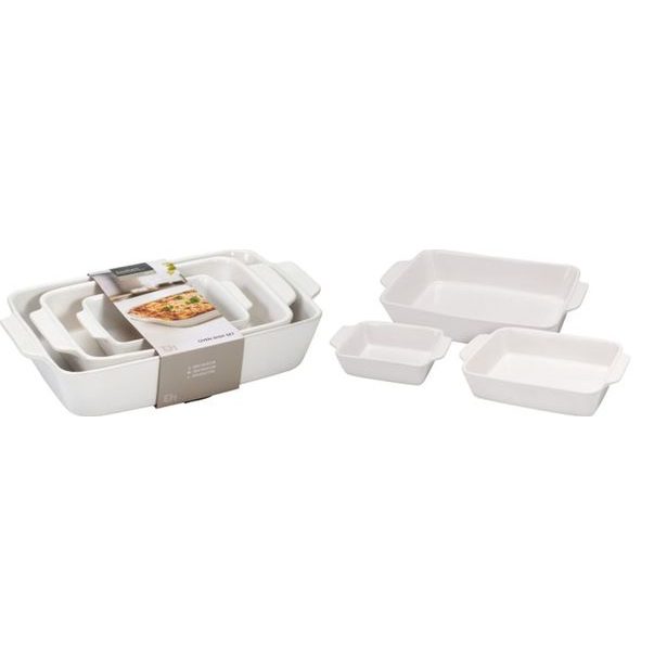 mísa-sada 3ks, 37x22+30x18+20x13cm, zapék., bílý porcelán