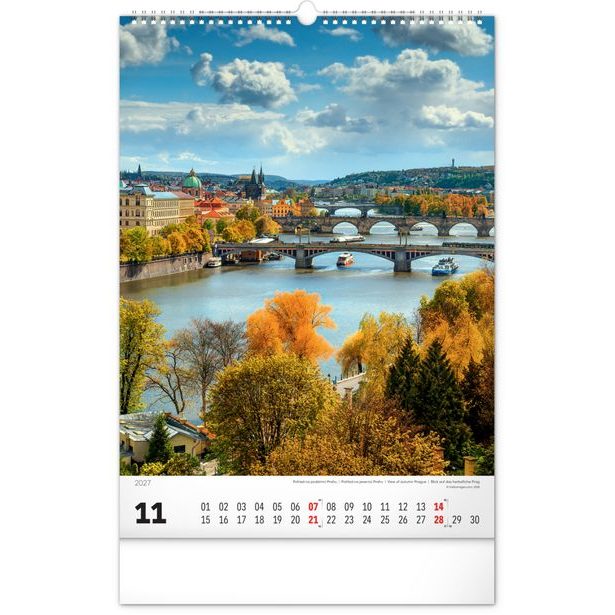 NOTIQUE Nástěnný kalendář Praha 2027, 33 x 46 cm