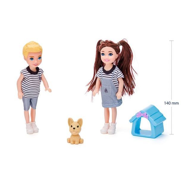 WOODY Panenky Rodina s mazlíčky, 30cm