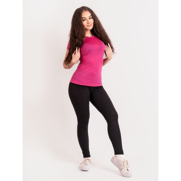 Unuo, Dámské merino triko s krátkým rukávem Nature, Fuchsiová