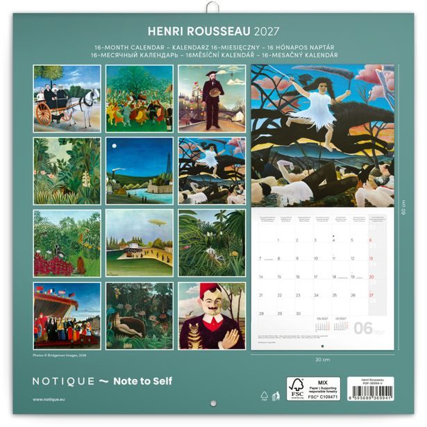 NOTIQUE Poznámkový kalendář Henri Rousseau 2027, 30 x 30 cm