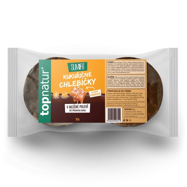 Slim&Fit Kukuřičné chlebíčky se slaným karamelem v mléčné polevě 70g
